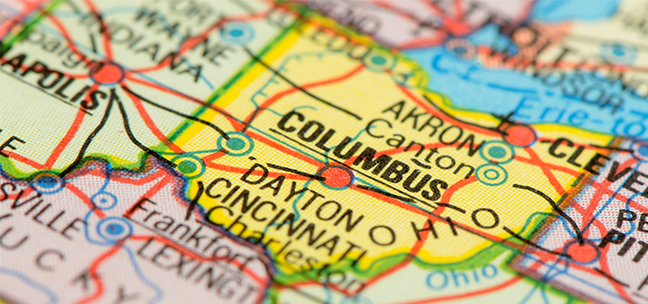 Image of a map with Columbus in bold letters