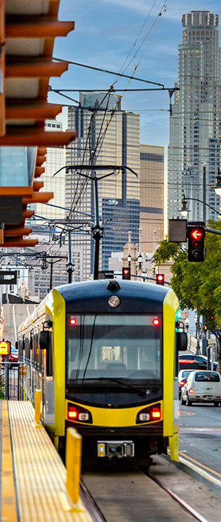 Image of a light rail train in LA.