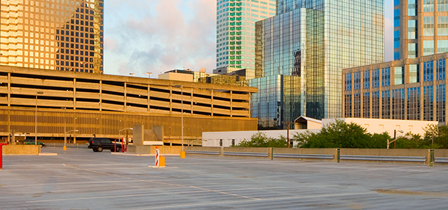 Image of an empty parking lot in Columbus, Ohio